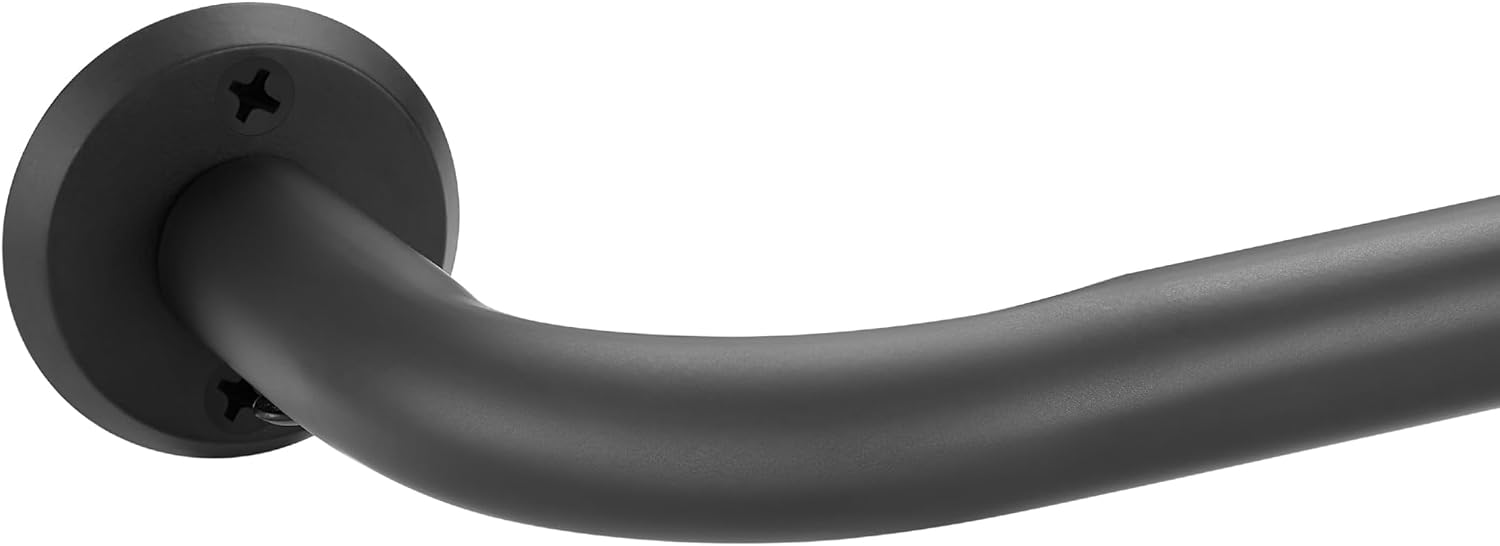 Room Darkening Curtain Rods for Windows, 28 to 116 Inches Splicing Construction Drapery Rod, 1" Adjustable Blackout Wrap Around Curved Curtains Rod, Wall Mounted Ceiling Mounted, Matte Black Matte Black 28-116"