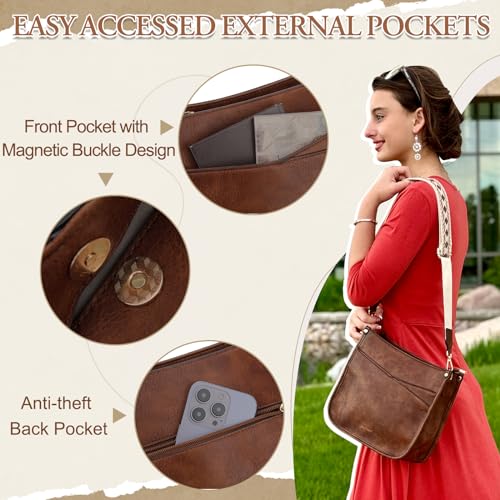 VX VONXURY Shoulder Bag for Women,Trendy Vegan Leather Crossbody Bag,Fashion Bucket Bag with 2PCS Adjustable Straps4