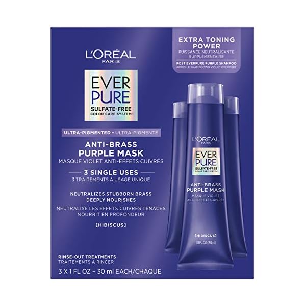 LOreal-Paris-EverPure-Ultra-Pigmented-Anti-Brass-Purple-Rinse-Out-Mask-for-Bleached-Blonde-or-Highlighted-Hair-3-Ounce L'Oreal Paris EverPure Ultra Pigmented Anti Brass Purple Rinse-Out Mask for Bleached, Blonde or Highlighted Hair, 3 Ounce