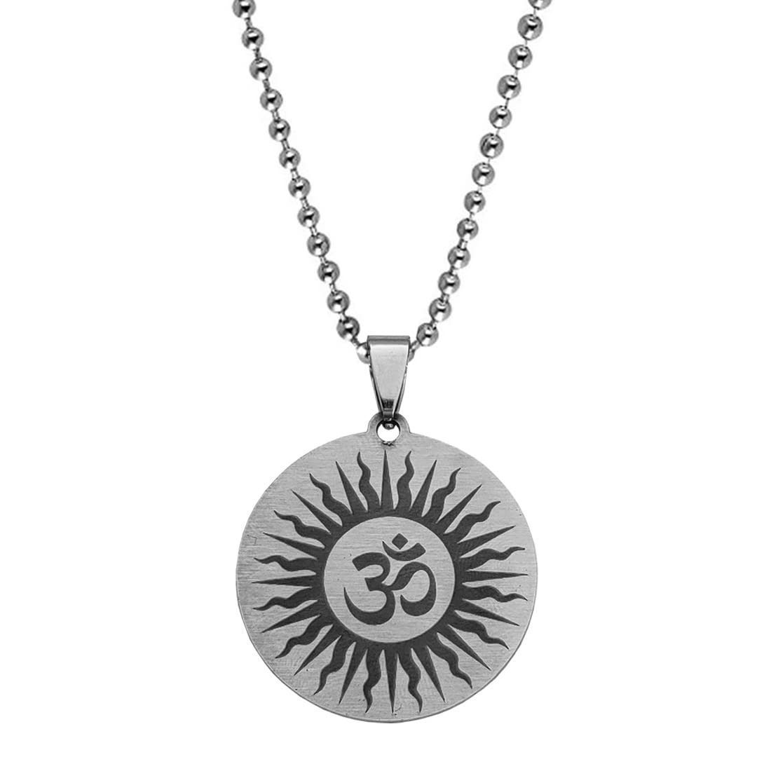 Religious Om Aum Ohm Symbol Meaningful Charm Gift Idea Yoga Meditation Jewellery Black And Silver Stainless Steel Pendant Necklace Chain-image-23