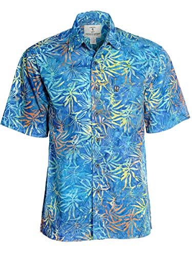 Artisan Outfitters Mens Oasis Batik Cotton Shirt (LT, Ultramarine) A0214-63-LT
