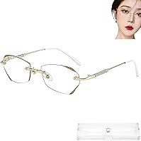 Vista 8 de Women's Diamond Rimless Anti-Blue Light Presbyopia Glasses, Glassesify Reading Glasses for Women, Lightweight