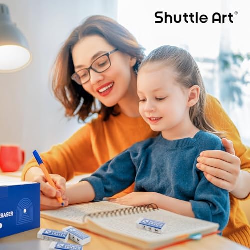 Image of Erasers, Shuttle Art 72 Pack Premium Erasers Bulk, White Eraser Classroom Set for Kids Teachers as School and Office Supplies