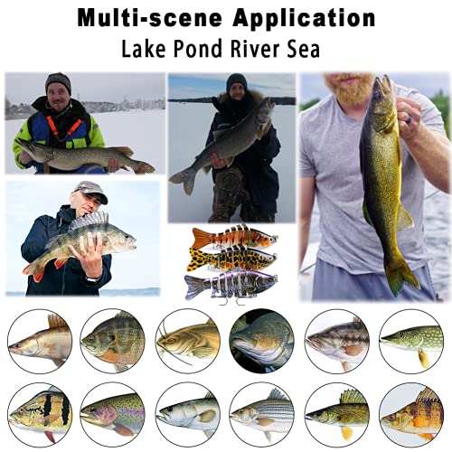 Wadeking Fishing Lures For Basscatfishtrout Suitable Freshwater Saltwater Knotty Bait Hook Kit Segmented Multi Jointed Swimbaits Slow Sinking Swimming Topwater Lures,Teasers #TOP5