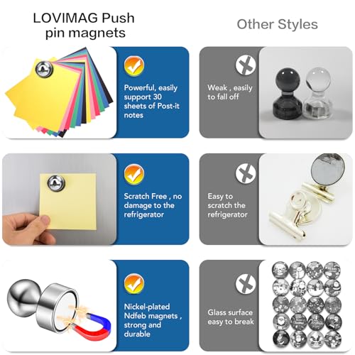 image for LOVIMAG 16Pcs Refrigerator Magnets for Whiteboard, Strong Fridge Magne