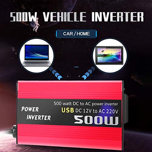 500W DC naar AC Power Converter DC 12V naar 110V 220V AC auto-omvormer met dubbele USB rood - Image 4
