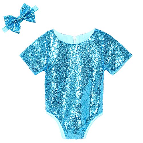Cilucu Newborn Baby Romper Sequin Short Sleeve Infant Girl Birthday Outfits Sets