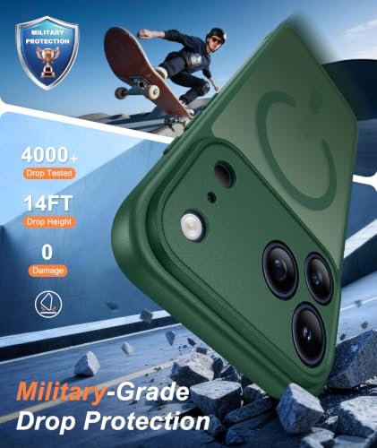 Image of FNTCASE for iPhone 17 Pro-Max Case: Translucent Green Slim Cases Compatible with MagSafe, Full Camera Protection & Tempered Glass Protector, 14FT Military Grade Drop Tested, Matte Skin-Friendly Cover