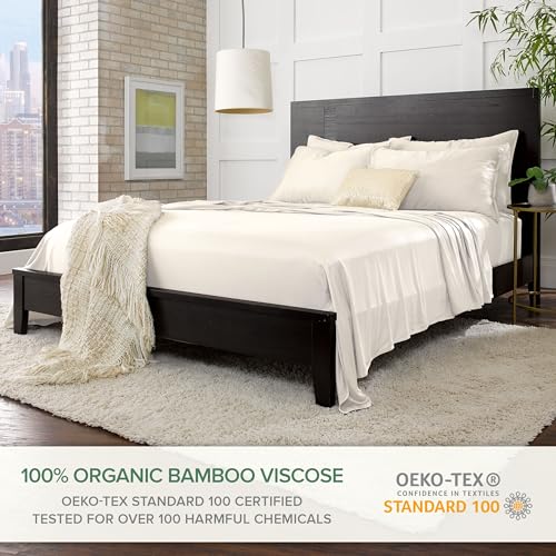 Image of Pure Bamboo Twin XL Sheets, Genuine 100% Organic Viscose Derived from Bamboo Bed Sheet Set, Luxuriously Soft & Cooling, Double Stitching, 2 Year Quality Promise (Twin XL, Ivory)