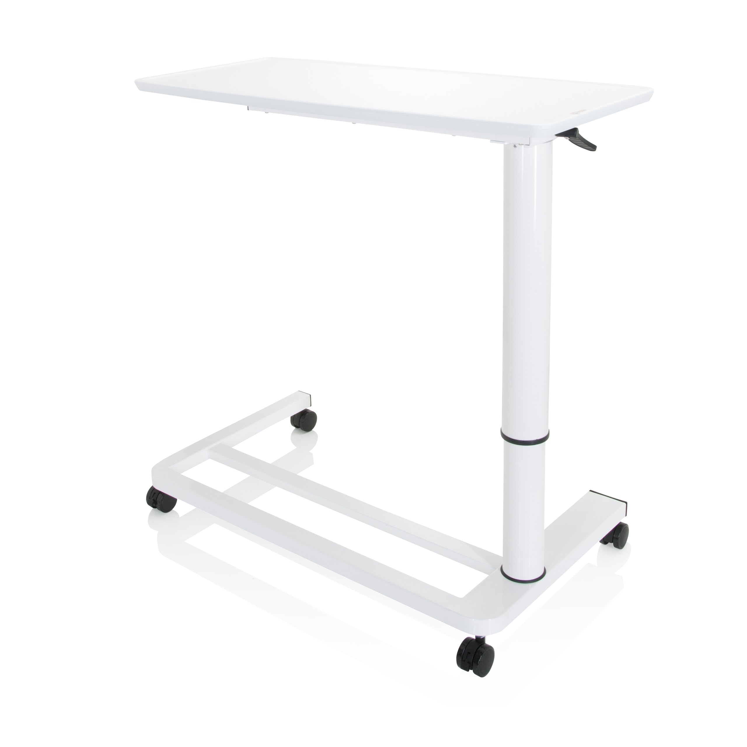 hjh OFFICE 830054 Sitz-Stehtisch höhenverstellbar Stand II Weiß Beistelltisch mit Gasfeder & Rollen, Höhe bis 107 cm