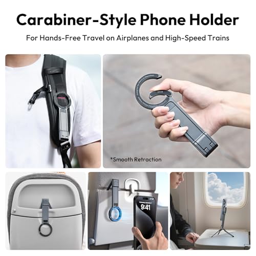 Image of ULANZI MA30 Magnetic Phone Tripod Stand for iPhone-Aluminium Maglock Smartphone Mini Tripod Pocket Cell Phone Stand Strong Magnet Quick Mount Compatible with iPhone 17 16 15 14 13 12 Series, Dark Gray