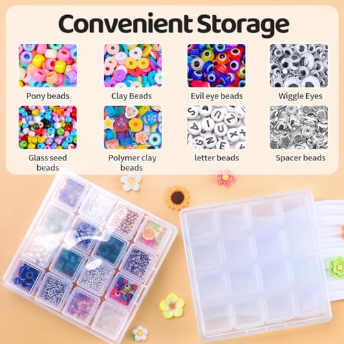 Image of Eppingwin 16 Grids Bead Organizer, Craft Organizers and Storage, Acrylic Organizers, Plastic Bead Organizer Box for Crafts Organizing Storing