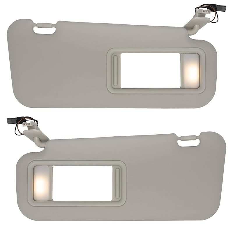 Par de para-sóis dianteiros NHILES com iluminação para Mazda 3 2010 a 2013 bege
