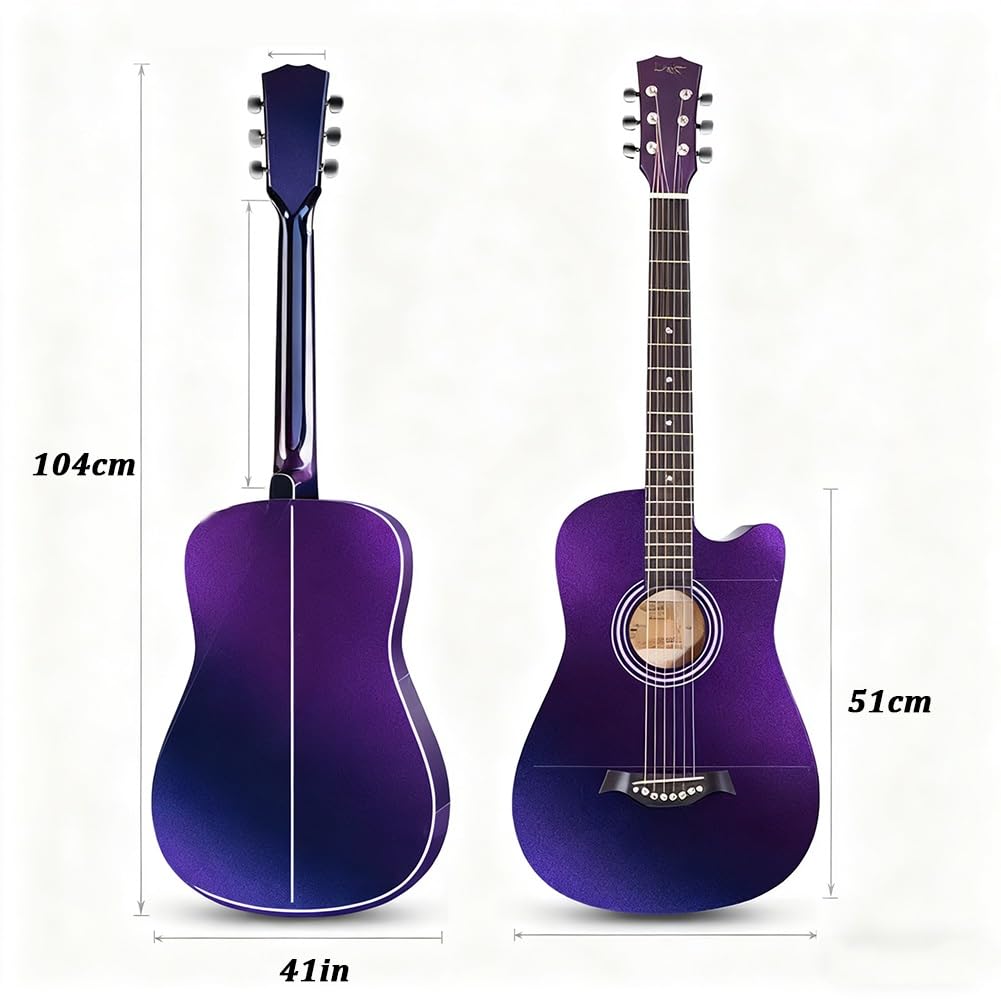 Gitara akustyczna dla początkujących z torbą na koncert, wycięta konstrukcja dla łatwej gry, idealna do nauki dorosłych i ćwiczeń muzyki ludowej