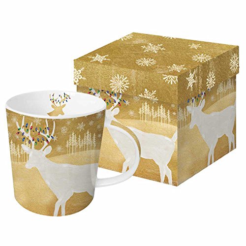 Paperproducts - Taza en caja de regalo con diseño de ciervos de bosque, 5 x 4 x 4, multicolor