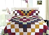 All for You 3-piece Reversible Bedspread/ Coverlet / Quilt Set- OverSize( to the floor)-Real patchwork-Burgundy back (king, California King)