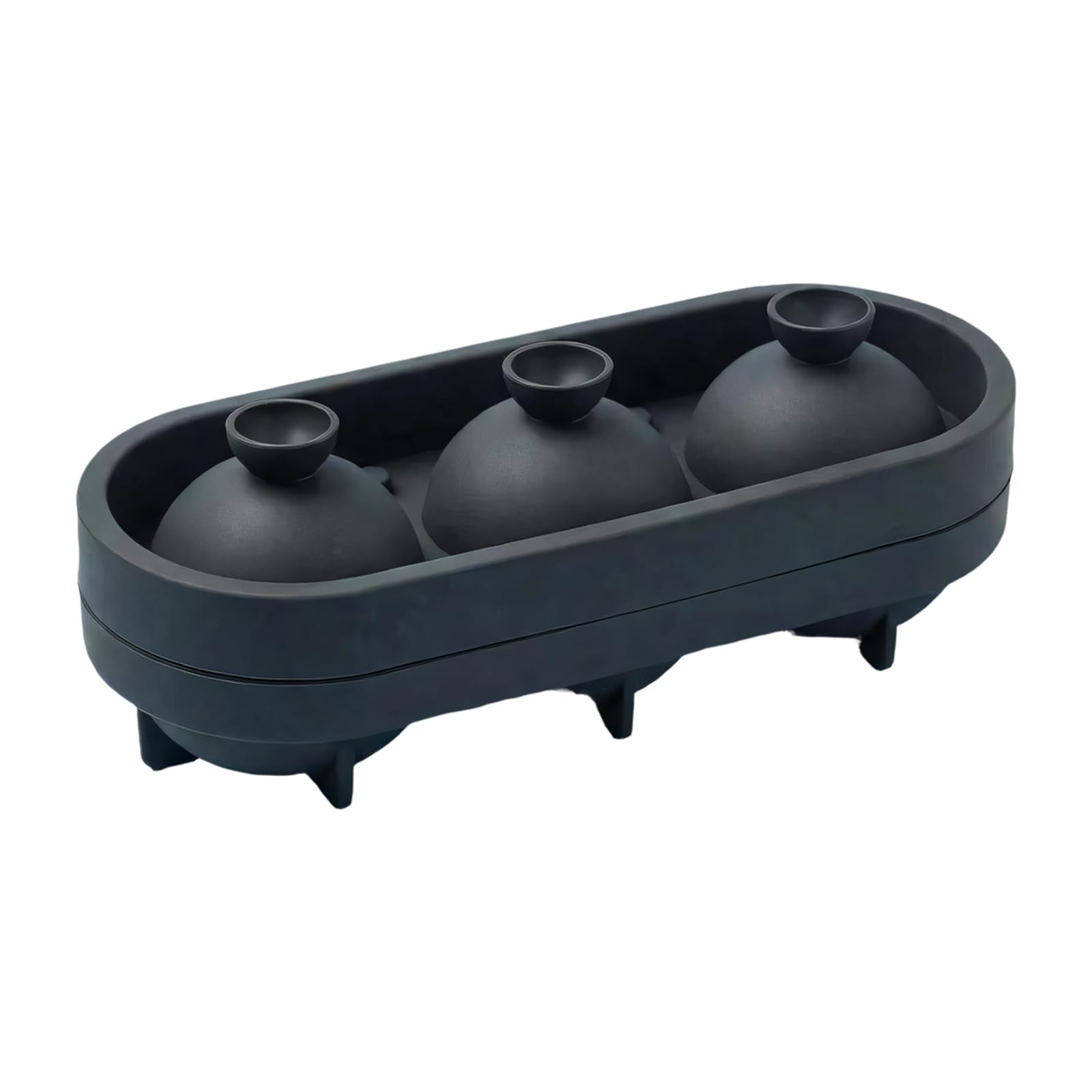 PANGBOER 3 Cavities Tennis Ball Silicone Ice Tray Multipurpose Maker Mold Food Safe Silicone for Cocktails Freezing Drinks Elastomer Sphere Maker