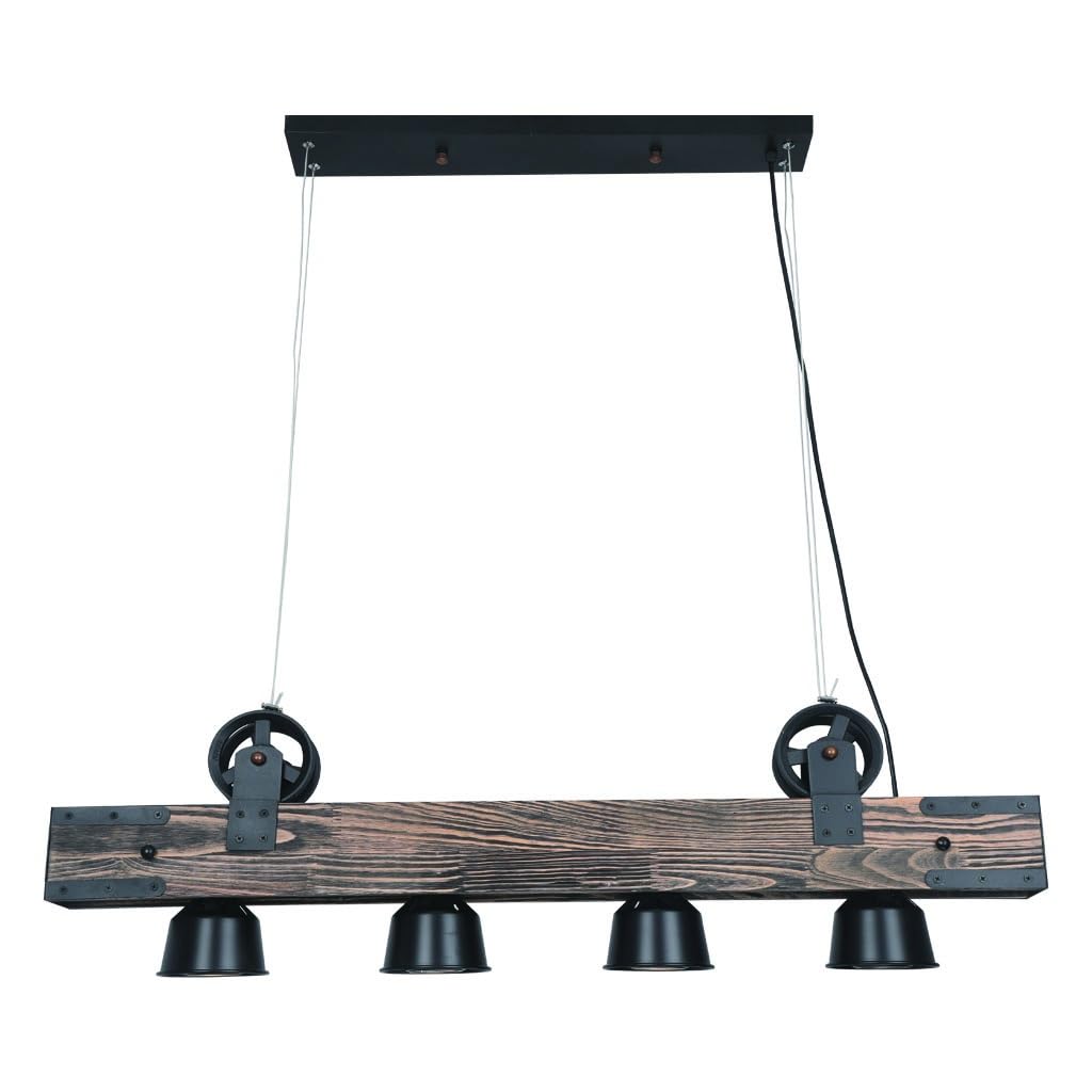 Lustre en bois réglable 100 cm avec éclairage LED linéaire chic