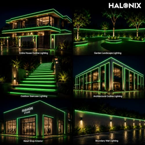 Image of Halonix 50 Meter LED 120 Led /MTR Rope Light for Home Decoration | IP65 Certified, BIS Approved | Indoor and Outdoor use | Direct Plug-in | 700 Lumens in Every Meter | Pack of 1 (Green)