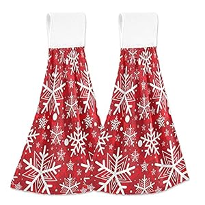 Winter Snowflakes Hanging Kitchen Towel with Loop 2 Pack Christmas Red Hand Towels Soft Microfiber Coral Velvet Tie Towel Decor for Bathroom Oven Absorbent Washcloth Winter Snowflakes Hanging Kitchen Towel with Loop 2 Pack Christmas Red Hand Towels Soft Microfiber Coral Velvet Tie Towel Decor for Bathroom Oven Absorbent Washcloth