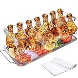 hähnchen grillen im backofen ✔ Müheloses Grillen - Hähnchenschenkel Halter aus Edelstahl und ist leicht zu reinigen. Das konkave und konvexe Design des Regals erleichtert die Handhabung der Lebensmittel und stellt sicher, dass die darauf abgelegten Lebensmittel nicht leicht herunterfallen können.