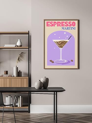 Miniatura 5 de XINTANG Póster retro de cóctel en lienzo para pared, divertido alcohol, estampado de copa de vino, bonitos pósteres de preppy, decoración de pared
