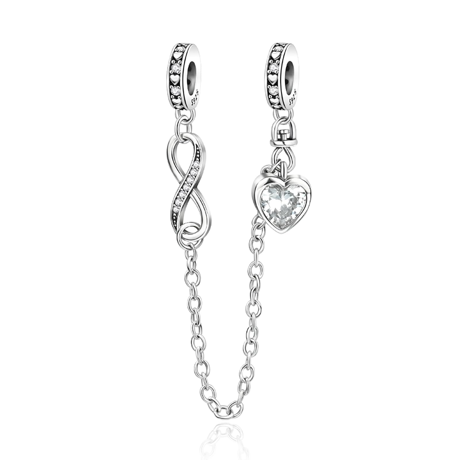 Annmors 925 Sterlingsilber Clip Stopper Sicherheitskette Charms für Armband und Kette, für Pandora