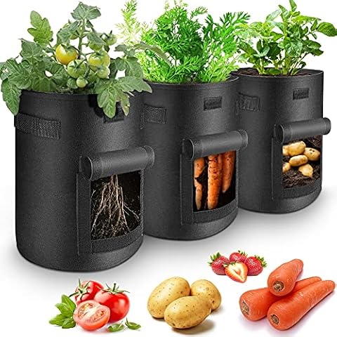 Plant Bag, 30 L, Non-Woven Fabric, Plant Bag for Potatoes, Tomatoes and Strawberries, Reusable Plant Container, Garden Growing Bag, Breathable Plant Bags Cover