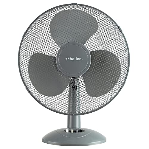 Schallen Home Work Office Electric 16 3 Speed Electric Oscillating Worktop Desk Table Air Cooling Fan (16 Grey)
