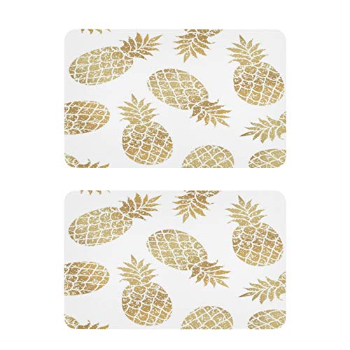 Qilmy Tropical Fruit Gold Pineapple Fridge Magnets Magnetic Tape Squares Metal Stickers Rectangulars Refrigerator Magnetic Plate with Adhesive for Office Dishwasher Kitchen Decoration 2PCS