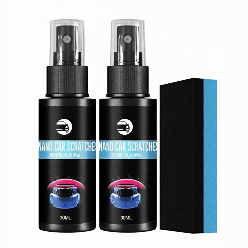 TERRIFI Car Scratch Repair Spray, 2 Pcs Car Scratch Repair Nano Spray, Protection & Swirl Remover Polish, Auto Scratch Polish with Sponge for All Car Body, Removes Any Scratch and Mark(30ML)