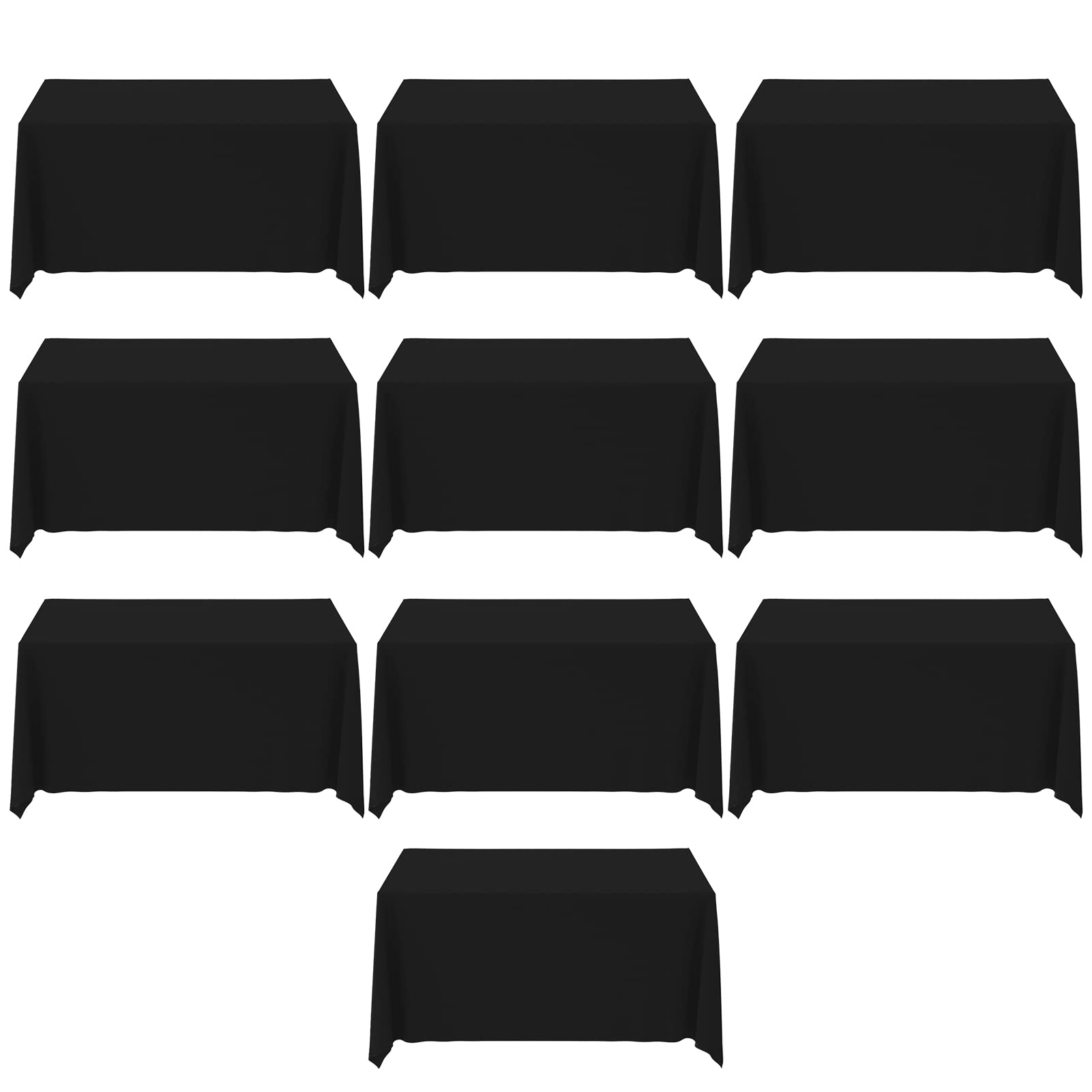 Black Tablecloths,10 Pack 90 * 156inch Stain and Wrinkle Resistant Polyester Black Rectangle Tablecloth,Decorative Fabric Table Cover for Party,Wedding,Kitchen,Dinning