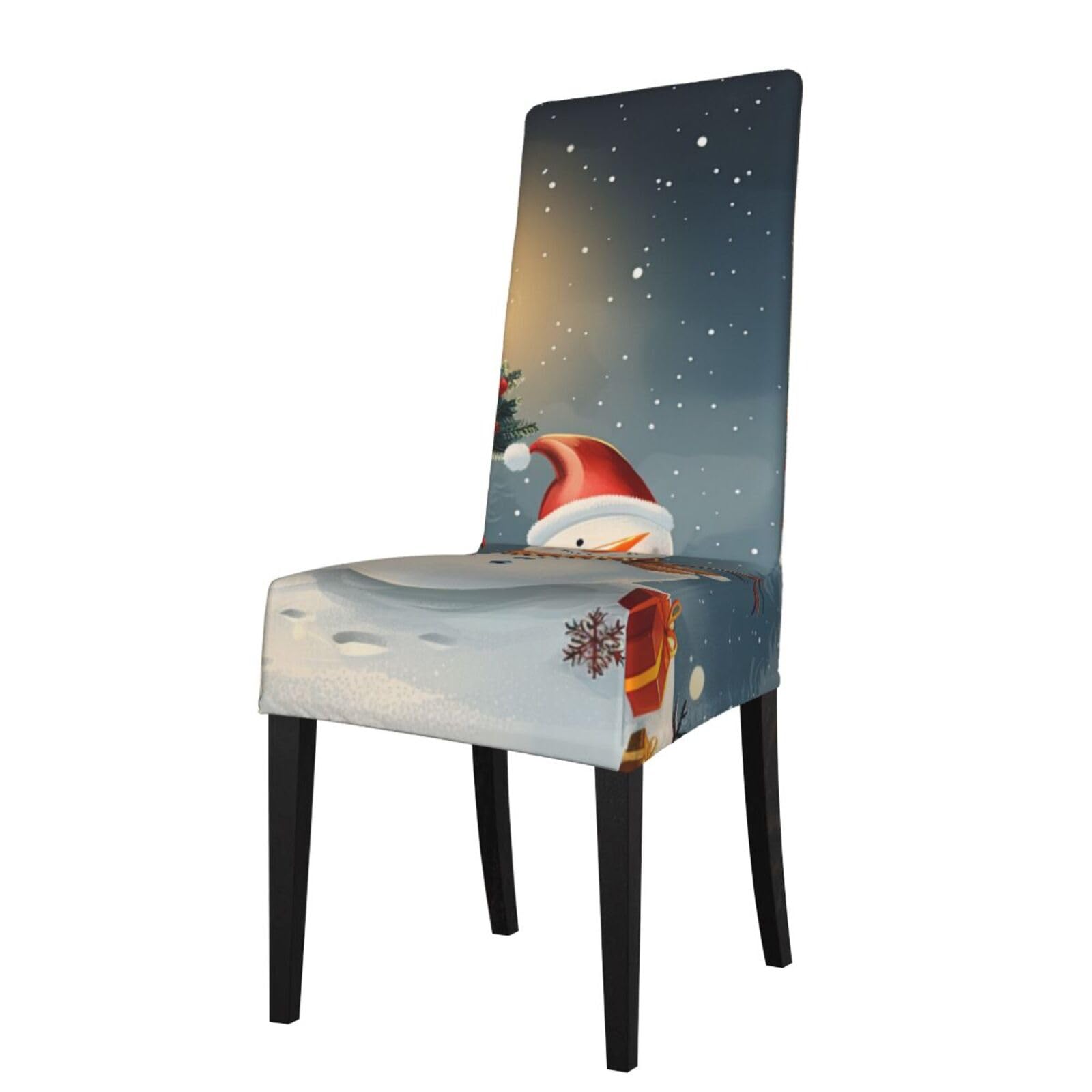 WPKJU Merry Christmas Print Dining Chair Covers Removable Chair Seat Covers Decorative for Kitchen & Bar Stools