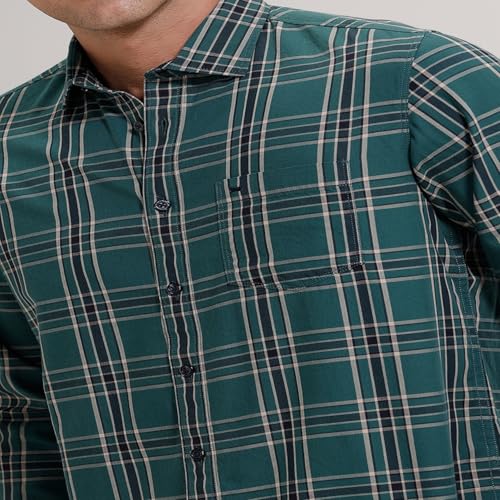 Image of BASICS 100% Cotton Checked Shirt for Men | Slim Fit | Everyday Smart Casual Wear | Full Sleeve