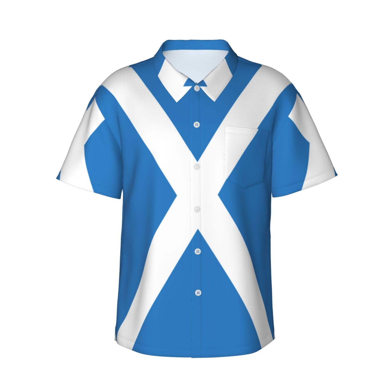 Tcoay Scotland Flag,Mens Hawaiian Shirt Beach Casual Short Sleeve Summer Shirts Adult Lightweight Top,As Shown,L
