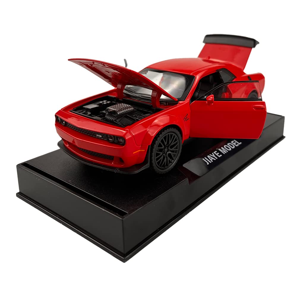 1:32 Diecast Model Cars Alloy Toy car for Doodge Challenger Alloy Toy Vehicle, Pull Back Alloy Car with Lights and Music,Mini Vehicles Toys for Adult Children Gift (Red) 4