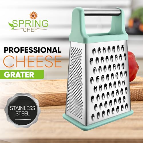 Image of Spring Chef Stainless Steel XL Cheese Grater for Kitchen, Mint