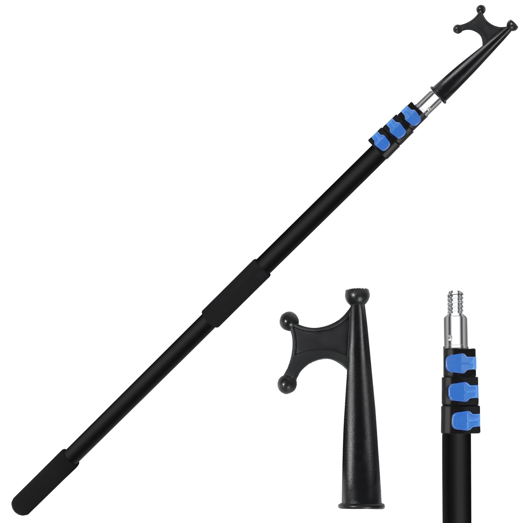REDCAMP Gancio telescopico per docking, in alluminio, allungabile, multiuso, leggero, galleggiante, accessorio per barca, colore: nero