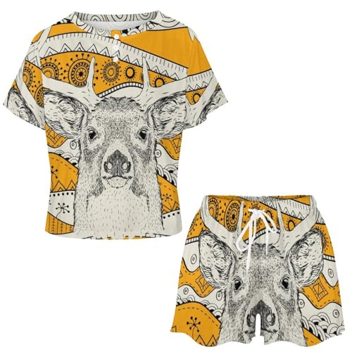 Pyjama pour femme Cerf Africain ensemble d'été à manches courtes - 4