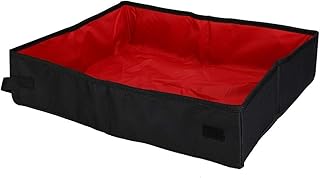 Cat Litter Box Foldable Cat Litter Tray Travel Light Weight Cat Litter Boxes Cat Litter Pan for Travel Trip Outdoor(L-red)