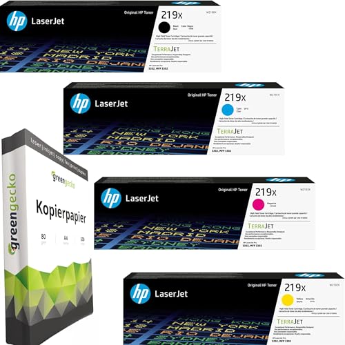 green gecko Original Toner Set - 219X Multipack (CMYK) - kompatibel mit HP Color LaserJet Pro 3202 MFP 3300 3302 mit 500 Blatt A4 Kopierpapier