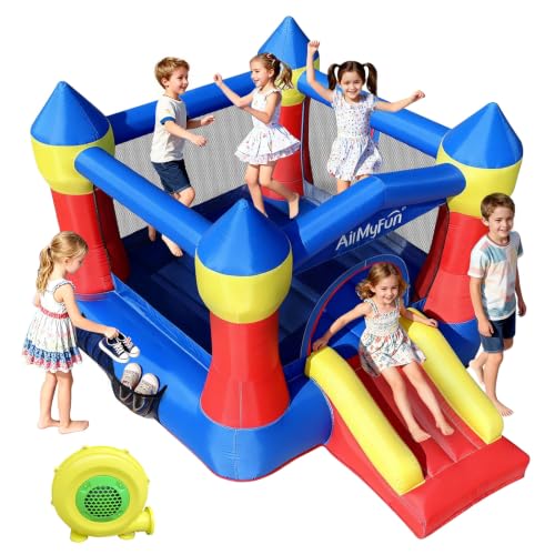 Image of AirMyFun Toddler Bounce House with Blower for Kids 3-8, Inflatable Bouncy Jumping Castle with Slide, Indoor/Outdoor Jump Bouncer House, 82011A