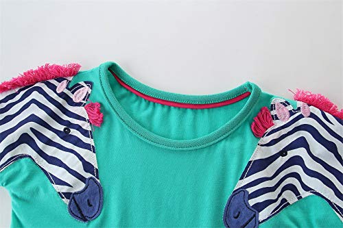 Toddler Girl Short Sleeve Cotton Casual Dress Green Unicorn Bacis School Active Tunic T Shirt Dresses 4T #TOP2