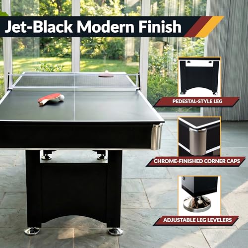 Hathaway Spartan 6 Ft Pool Table, with Ping Pong Multi Game Combo Tables for Family Recreation Game Rooms - Includes Billiard Balls, Cues, Paddles, Brush & More - Image 7