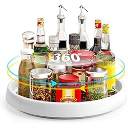 Organizador de Armario Giratorio, 360° Soporte Giratorio para Condimentos, Especiero Rotación Plástico Multifunción, Plato Giratorio para Especias para Cocina Refrigerador