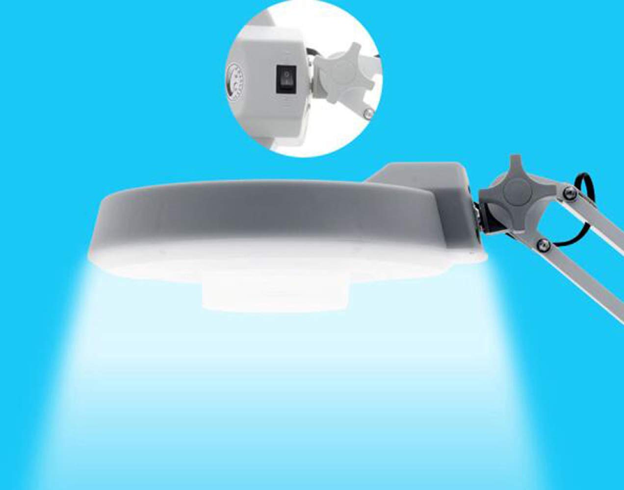 Klappbare LED-Schreibtischlampe, Lupenbrille, 12,7 cm (5 Zoll) Glaslinse, rotierende 10-fache Vergrößerungslupe mit LED-Licht, höhenverstellbare Lupe, ideal zum Lesen, Wartung, (Farbe: A) Safehappy