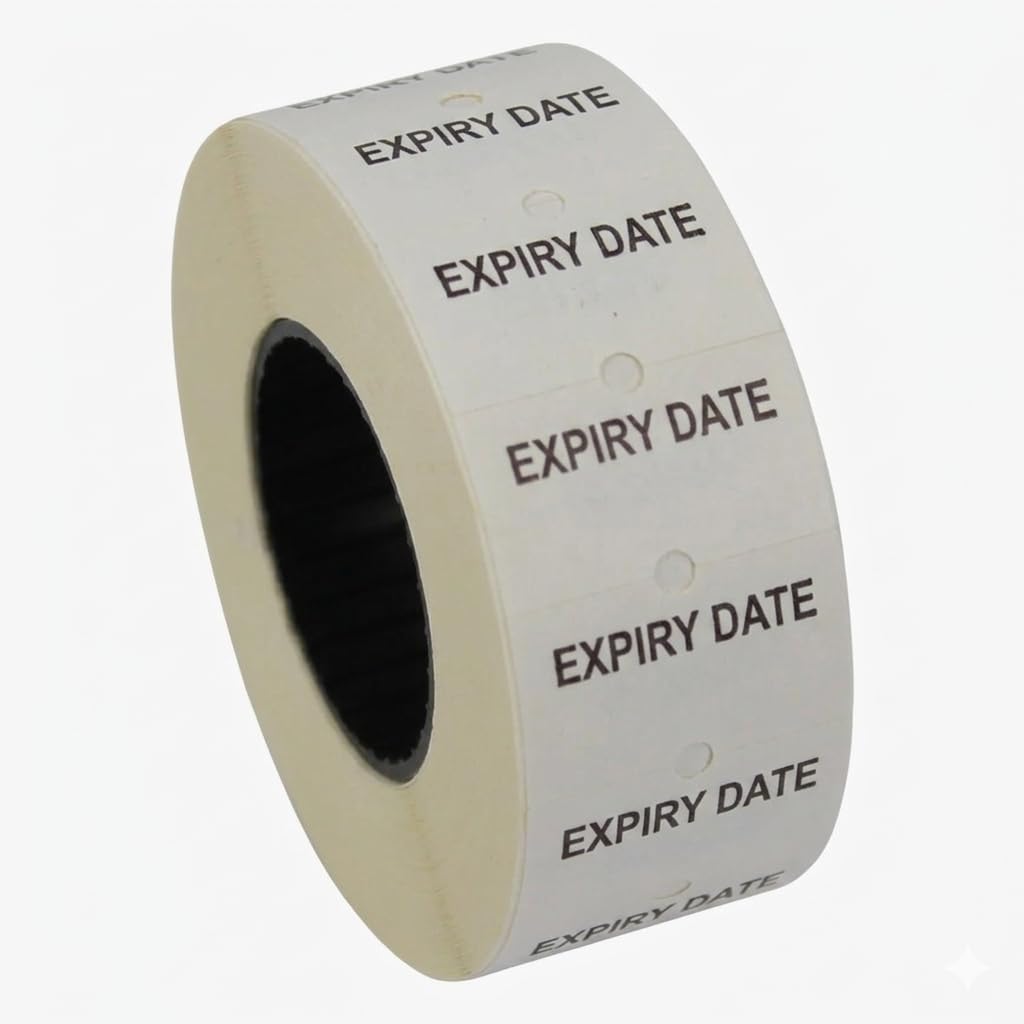 JIO CT1 21 x12 mm Price Gun Label Expiry Date Stickers Tags, Compatible with Avery, sato, Puma, Lynx, motex & Many More Price Gun Refill for Retail Shop and Tagging 30-Roll