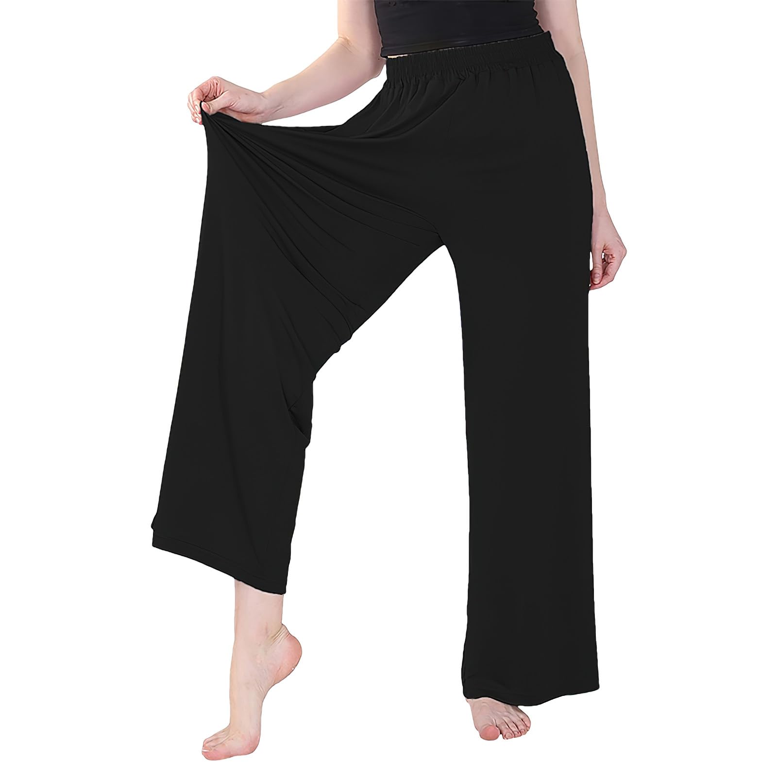 Femme Grande Taille Bas de Pyjama Doux Léger Pantalon de Pyjama à Jambes Larges Pantalon Décontracté avec Poches (S-5XL)