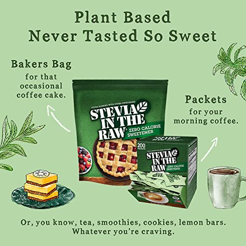 Image of Stevia In The Raw, Plant Based Zero Calorie Sweetener, Sugar Substitute, Sugar-Free Sweetener for Coffee, Hot & Cold Drinks, Suitable For Diabetics, Vegan, Gluten-Free, 200 Count Packets (Pack of 2)
