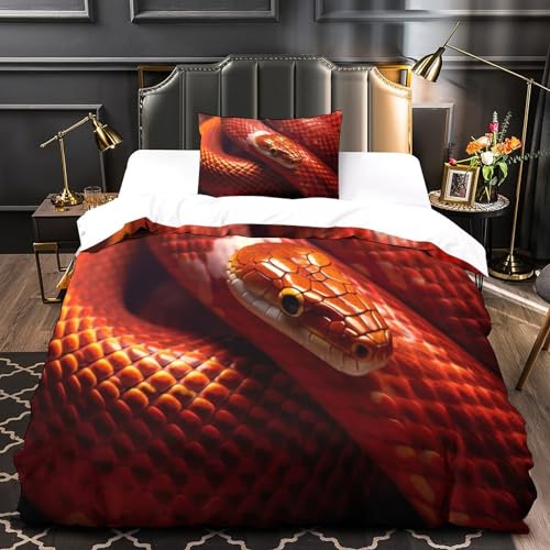 Housse de couette serpent 3D en microfibre douce avec fermeture éclair - 5